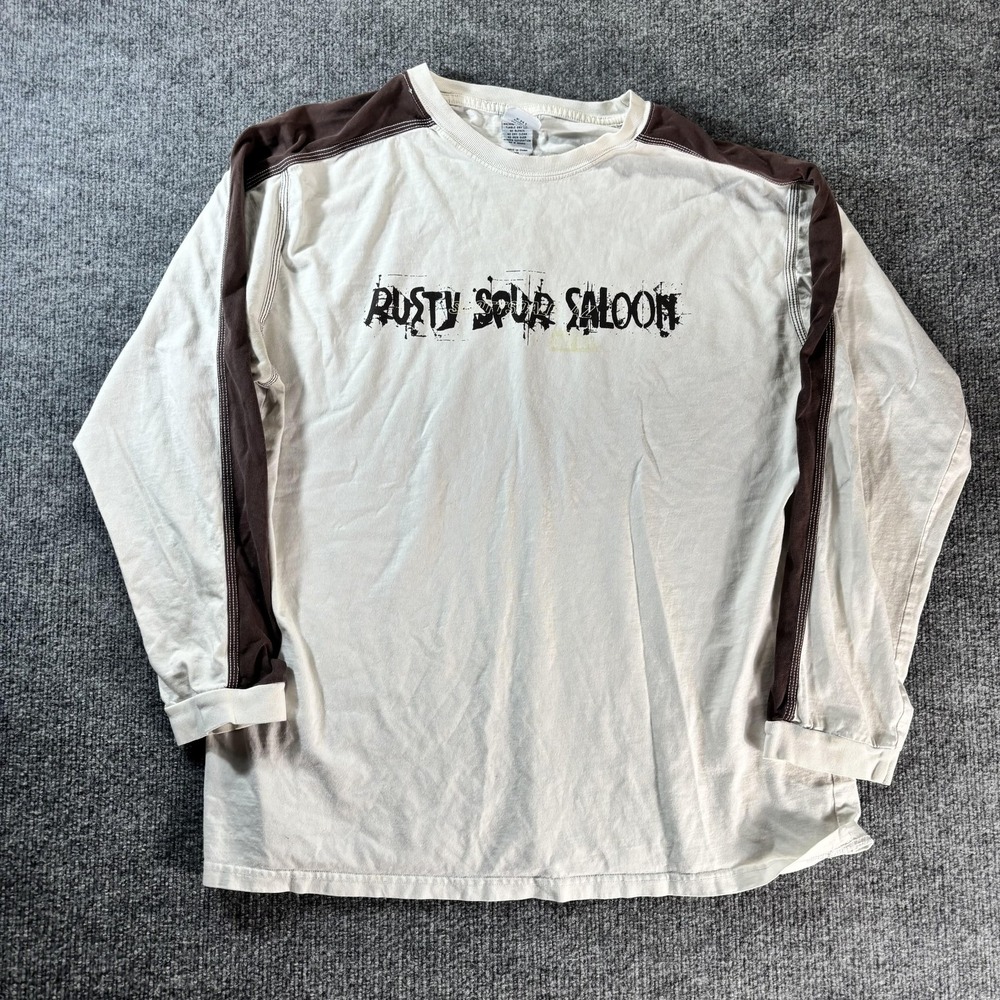 E.M.I. Sportswear Shirt Mens XL White Rusty Spur Saloon Graphic Long Sleeve